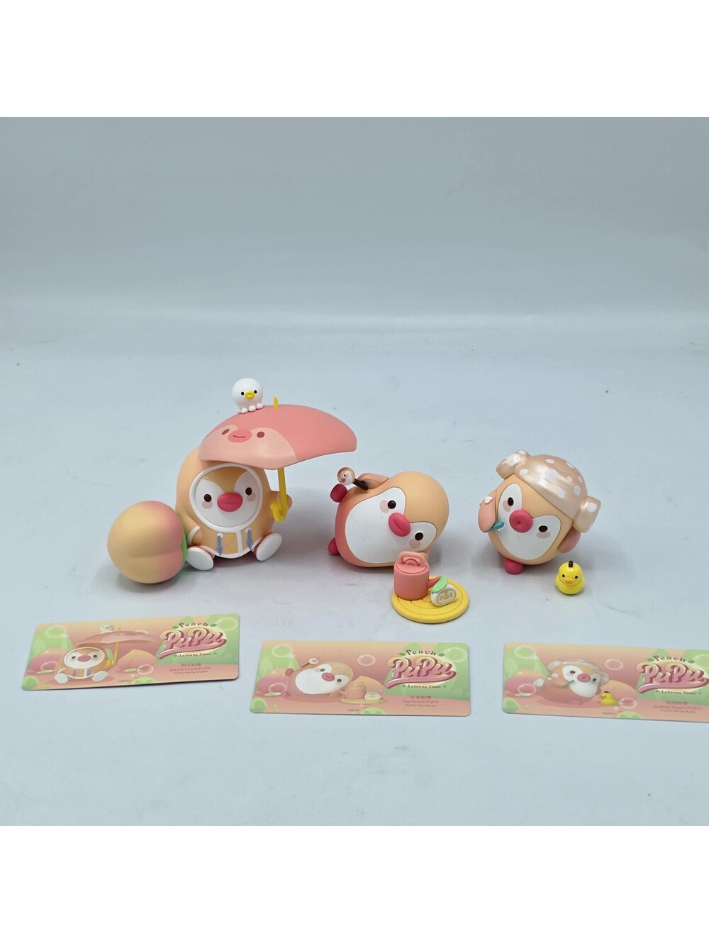 Peach PUPU Leisure Time Figure Lot of 3 DIDAR Tea Bubble Cards Accessories